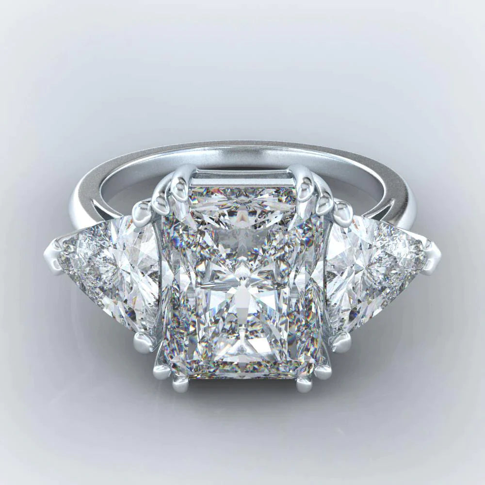 9 Carati Radiante Trilliant Anello Di Vero Diamante