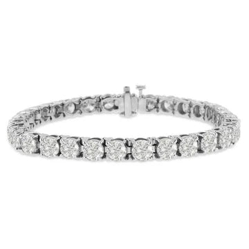 9.60 Carati Taglio Rotondo Bracciale Vero Diamanti Sparkling Oro Bianco 14K