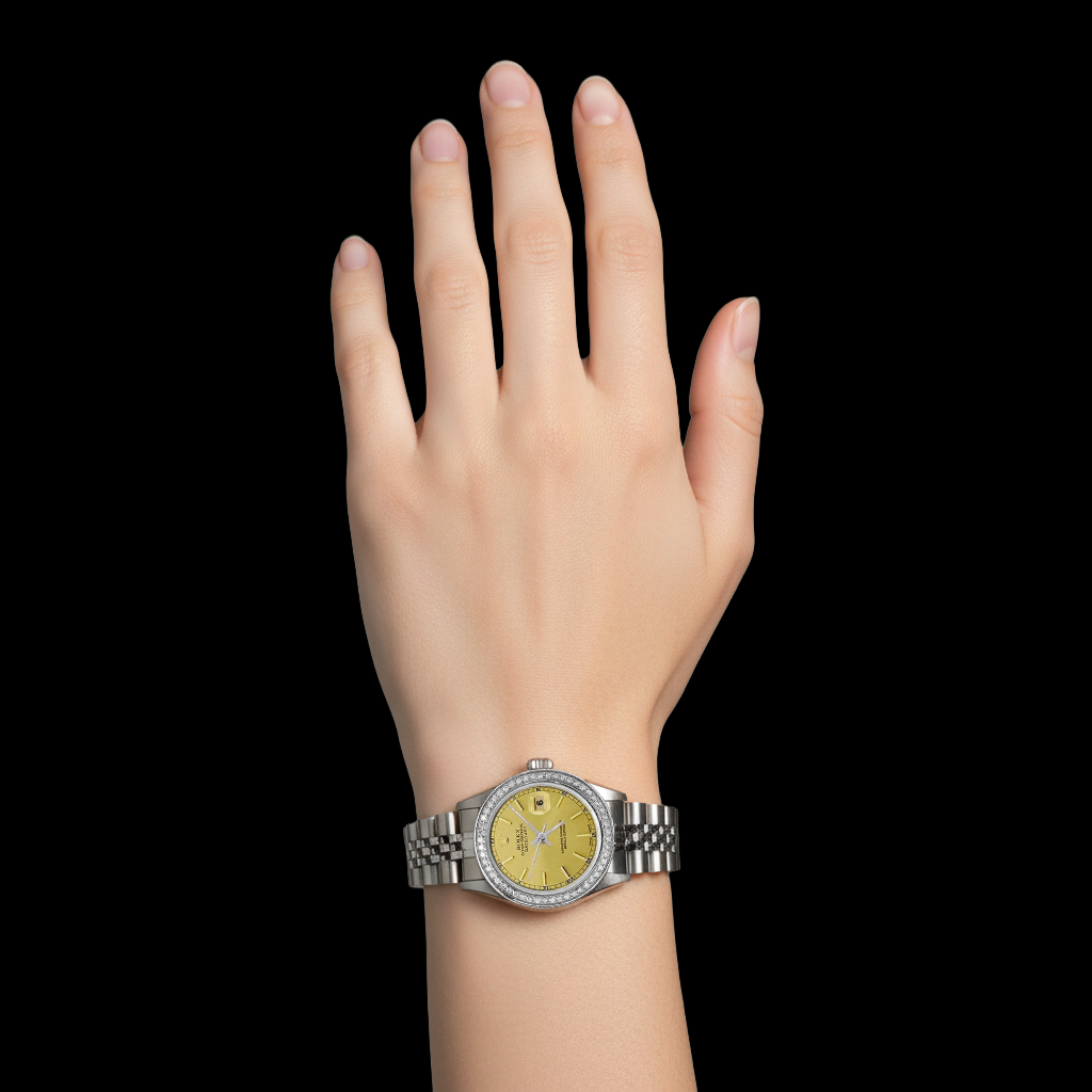 Acciaio inossidabile Datejust quadrante champagne bastoncino Orologio Rolex Donna Giubileo P1