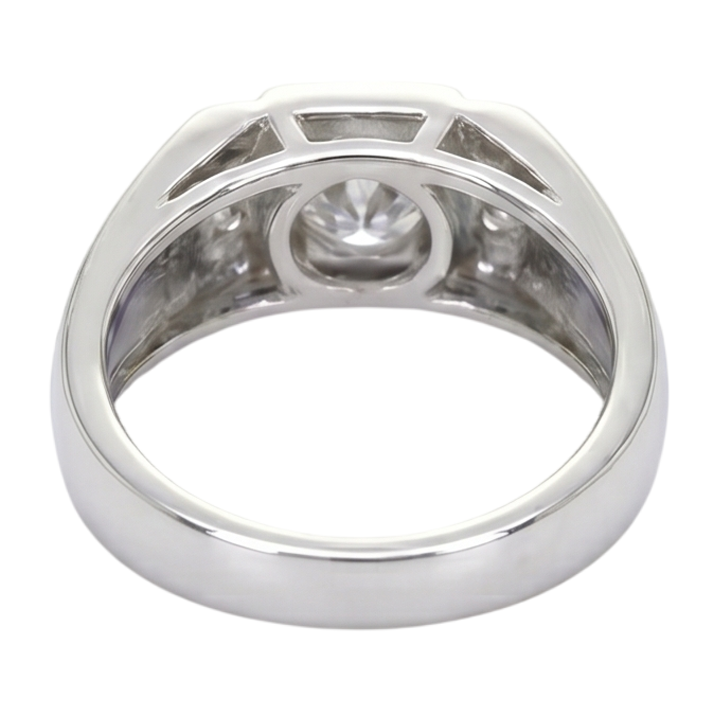 Anello Anniversario Con Genuino Diamante Rotondo Da 1.75 Carati Oro Bianco 14K