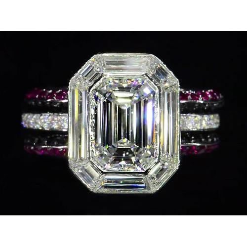 Anello Anniversario Con Naturale Diamante Smeraldo In Stile Unico Da 5.50 Carati