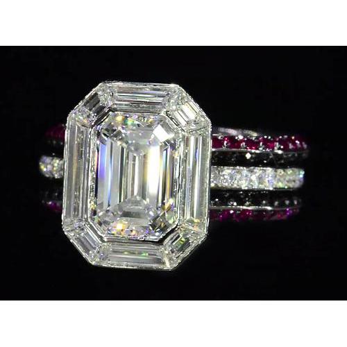 Anello Anniversario Con Naturale Diamante Smeraldo In Stile Unico Da 5.50 Carati