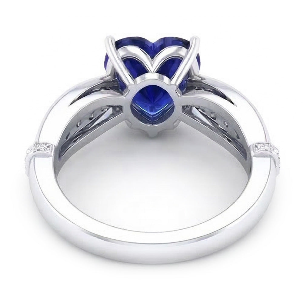 Anello Anniversario Diamante Naturale Autentico ( non creato in laboratorio ) Ceylon Zaffiro Gambo Spaccato 3.50 Carati