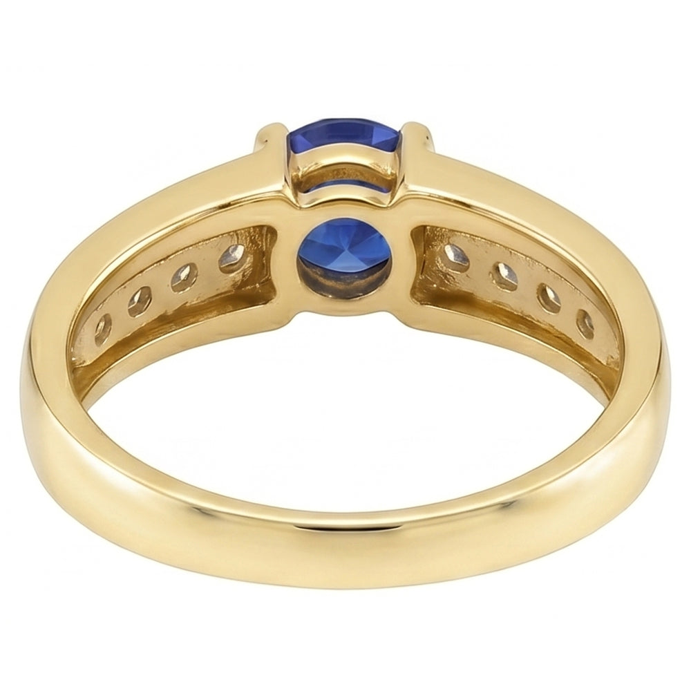 Anello Anniversario Diamante Oro Giallo Zaffiro Blu Profondo 1.75 Carati