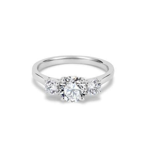 Anello Anniversario In Oro Bianco 14K Con Tre Pietre E Genuino Diamanti Rotondi Da 2.70 Ct