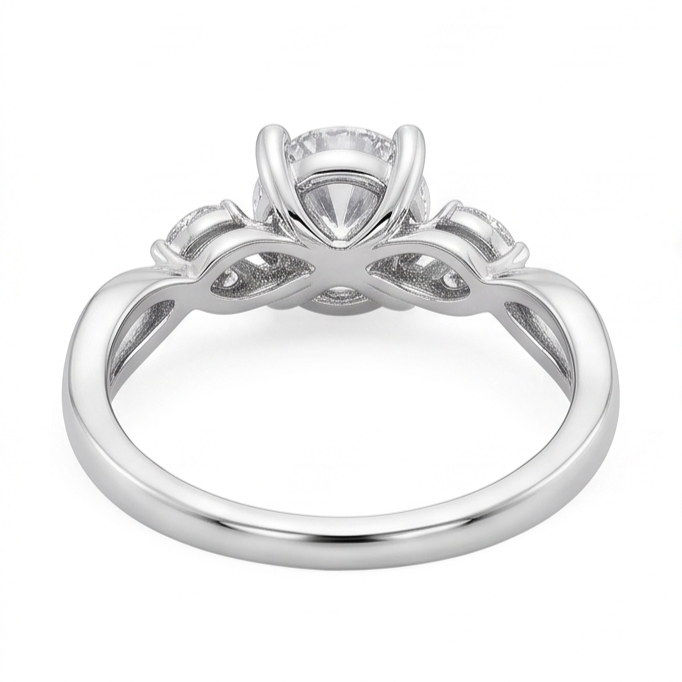 Anello Anniversario In Oro Bianco Con Vero Diamanti Naturali Autentici ( non creati in laboratorio ) Rotondi E Taglio Marquise Da 2.94 Carati