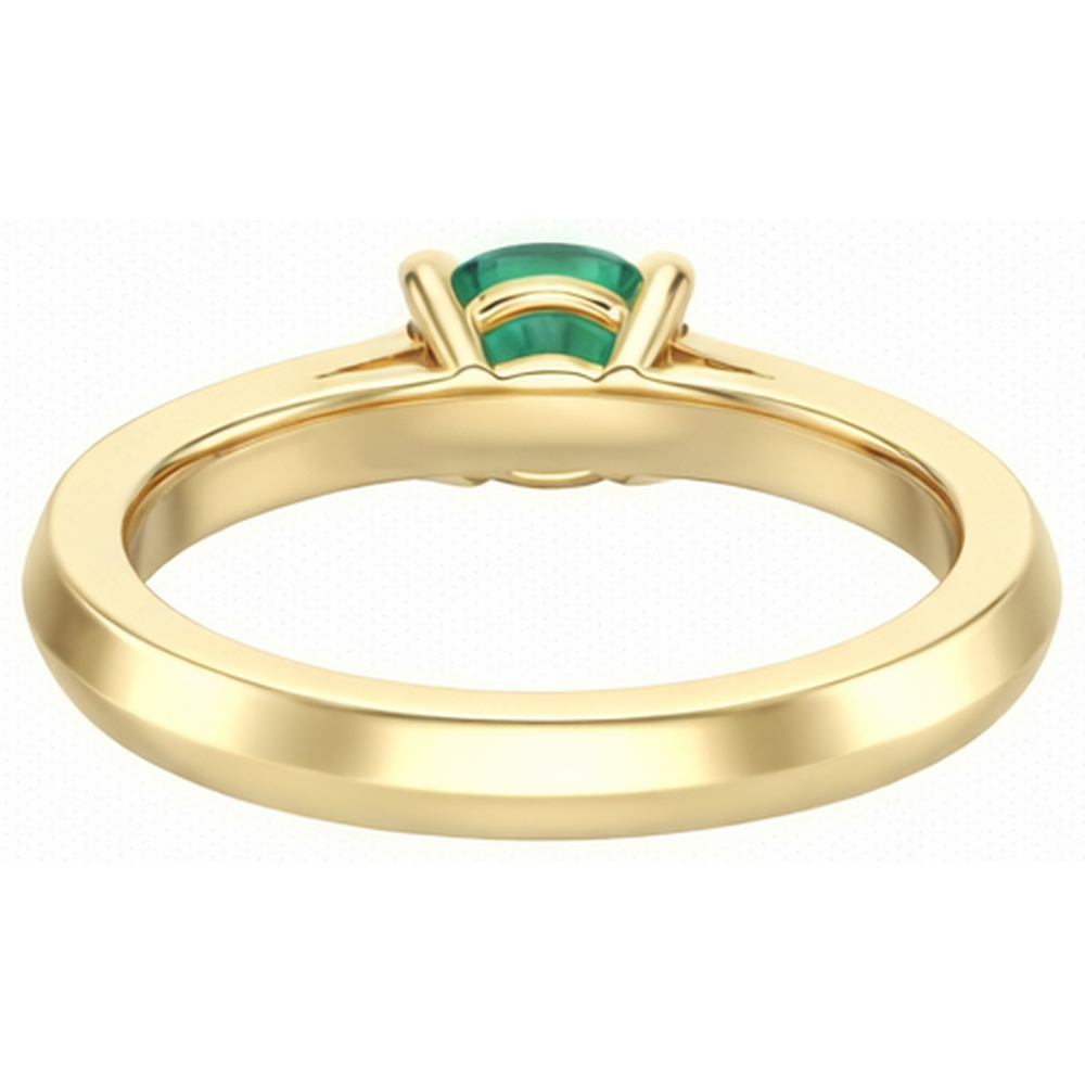 Anello Anniversario Oro Giallo Con Verde Smeraldo A Taglio Rotondo Da 2.25 Ct E Diamanti