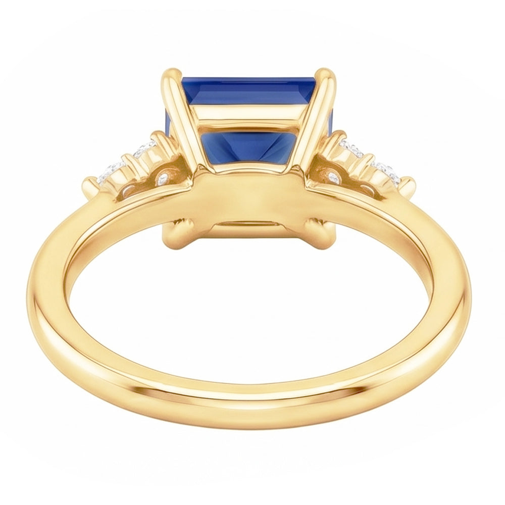 Anello Anniversario Oro Giallo Zaffiro Blu & Diamanti 5.25 Carati