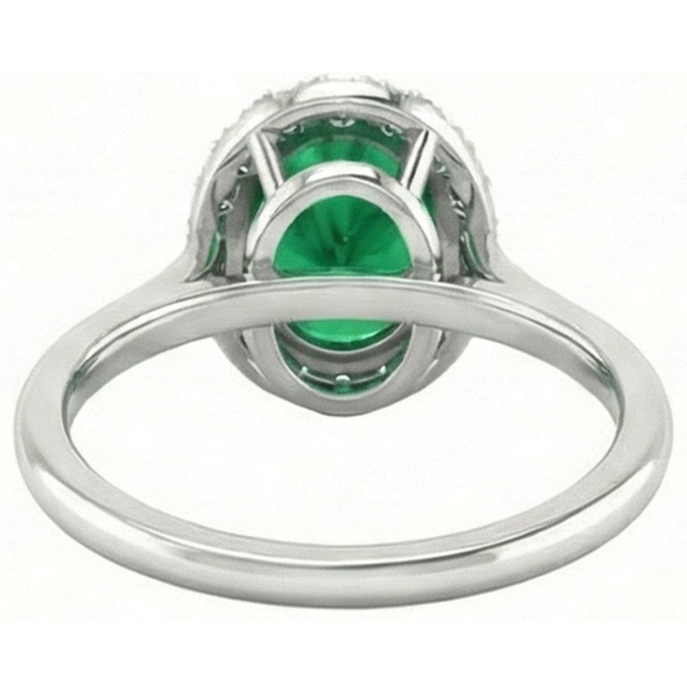 Anello Anniversario Verde Smeraldo Ovale Con Diamante Tondo 4.50 Carati