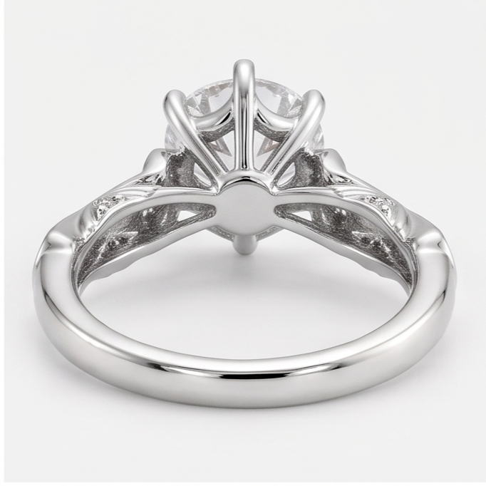 Anello Anniversario Vero Diamante Naturale Autentico ( non creato in laboratorio ) Stile Antico 1,75 Carati Oro Bianco 14K