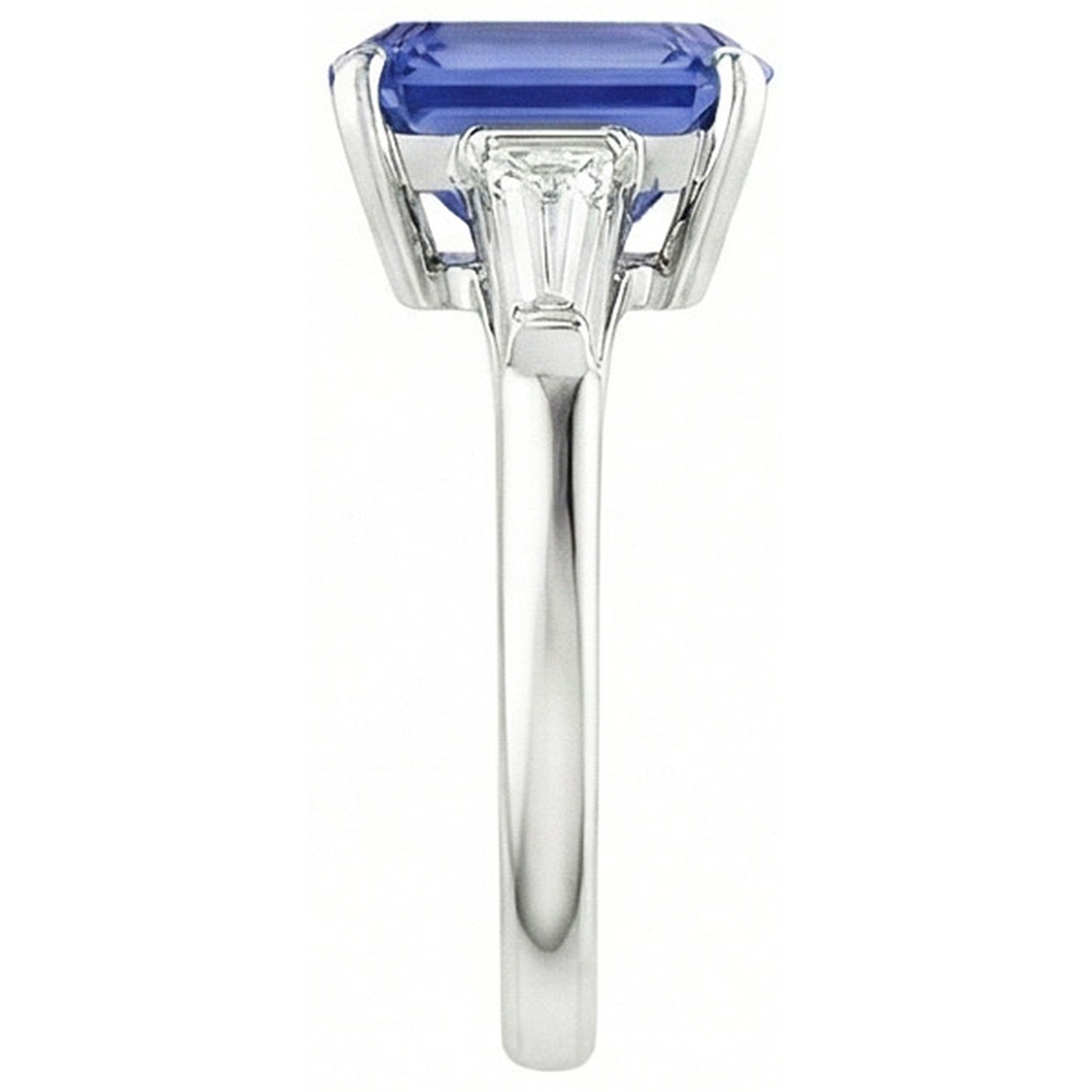 Anello Anniversario Zaffiro Taglio Radiante & Diamanti Naturali Autentici ( non creati in laboratorio ) Baguette 3.50 Carati