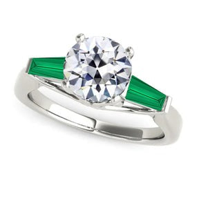 Anello Art Déco Gioielli Nuovo smeraldo diamante a taglio antico Oro 3,20 ct 14K