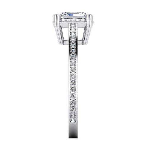 Anello Con Naturale Diamante A Taglio Radiante 2 Carati Set Cattedrale Oro 14K