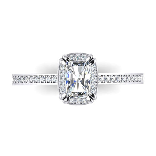 Anello Con Naturale Diamante A Taglio Radiante 2 Carati Set Cattedrale Oro 14K