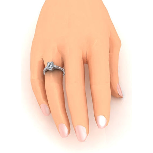 Anello Con Naturale Diamante A Taglio Radiante 2 Carati Set Cattedrale Oro 14K