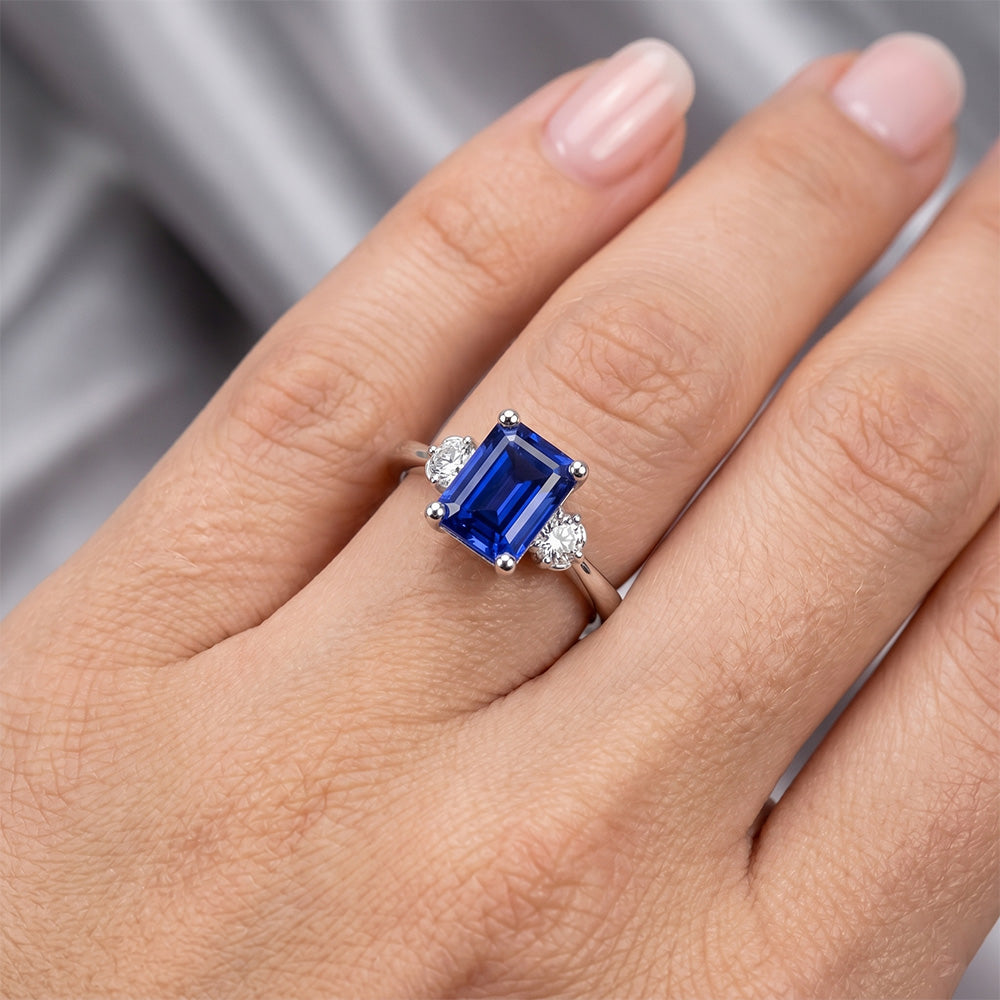 Anello Con Taglio Smeraldo Zaffiro