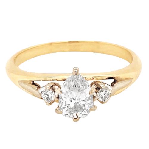 Anello Con Tre Pietre Di Genuino Diamanti 1.50 Carati Con Montatura A Griffe Oro Giallo 14K