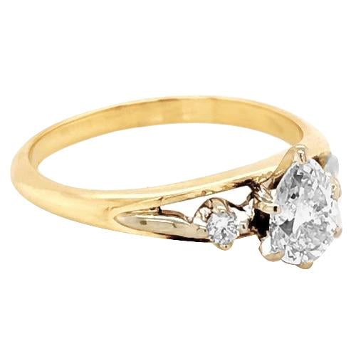 Anello Con Tre Pietre Di Genuino Diamanti 1.50 Carati Con Montatura A Griffe Oro Giallo 14K