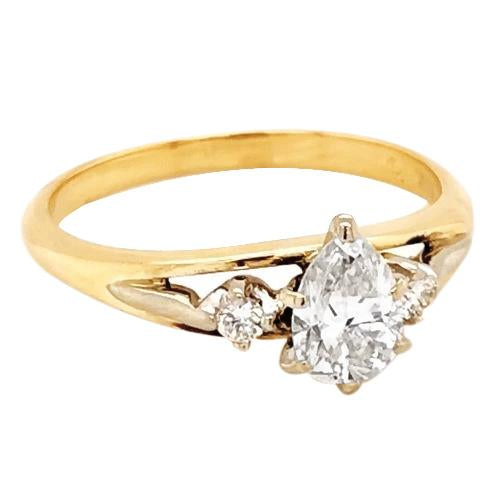 Anello Con Tre Pietre Di Genuino Diamanti 1.50 Carati Con Montatura A Griffe Oro Giallo 14K
