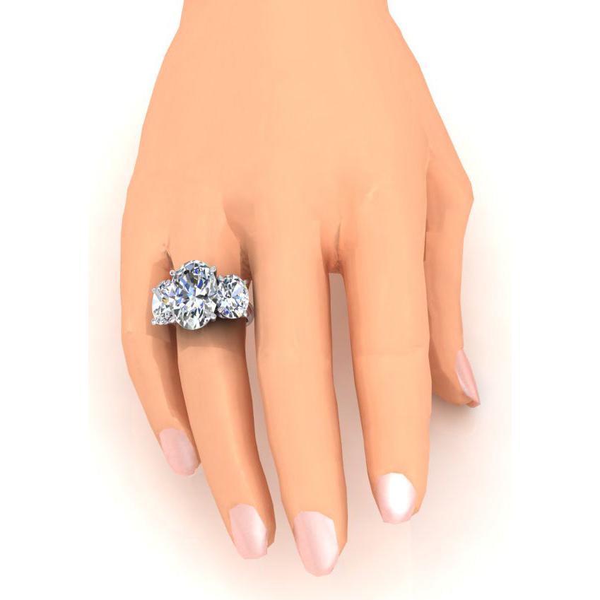 Anello Con Tre Pietre Vero Grande Diamante Ovale