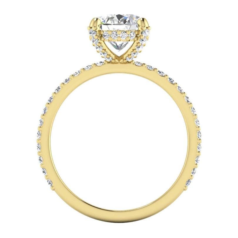 Anello Con Vero Diamante Ovale Pavé Nascosto Halo