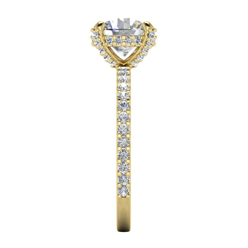 Anello Con Vero Diamante Rotondo Pavé Nascosto Halo