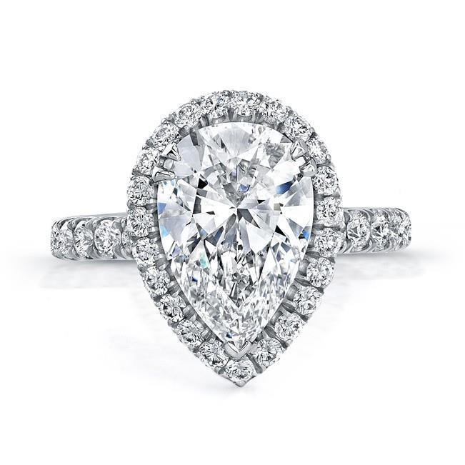 Anello Con Vero Diamante Taglio Pera Halo 3.75 Carati Gioielli