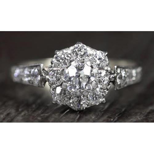 Anello Con Vero Diamanti Stile Vintage 2 Carati Gioielli Accentati Milgrain Novità