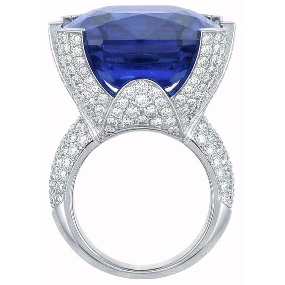 Anello Cushion Ceylon Zaffiro Blu E Diamanti Naturali Autentici ( non creati in laboratorio ) Rotondi 8.50 Carati