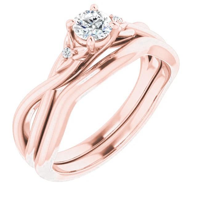 Anello Da 1.40 Carati Con Tre Pietre Di Vero Diamanti In Oro Rosa 14K Con Gambo Intrecciato Nuovo