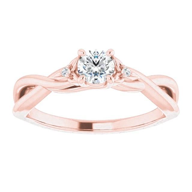 Anello Da 1.40 Carati Con Tre Pietre Di Vero Diamanti In Oro Rosa 14K Con Gambo Intrecciato Nuovo