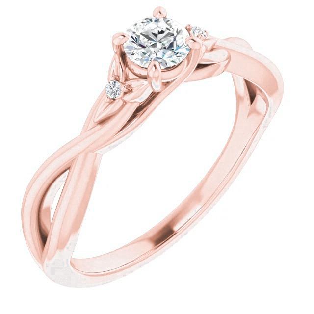 Anello Da 1.40 Carati Con Tre Pietre Di Vero Diamanti In Oro Rosa 14K Con Gambo Intrecciato Nuovo