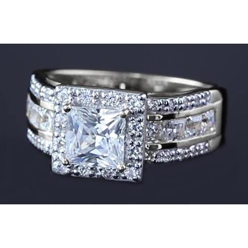 Anello Da 3.50 Carati Con Naturale Diamante Taglio Principessa In Oro Bianco 14K