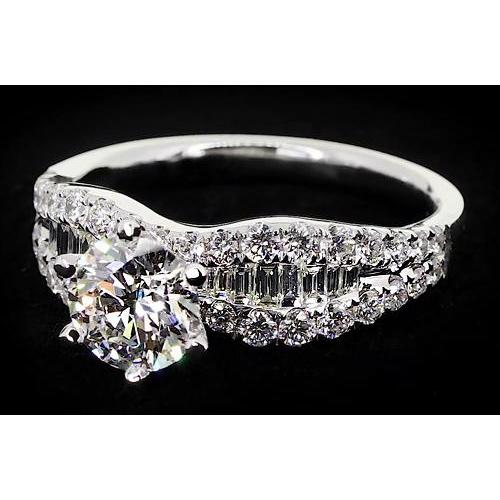 Anello Da Donna Stile Nastro Con Genuino Diamante Tondo. 6 Griffe. 2.75 Carati