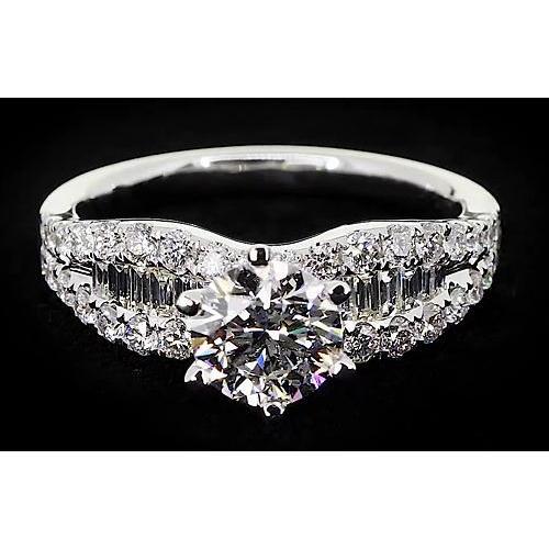 Anello Da Donna Stile Nastro Con Genuino Diamante Tondo. 6 Griffe. 2.75 Carati