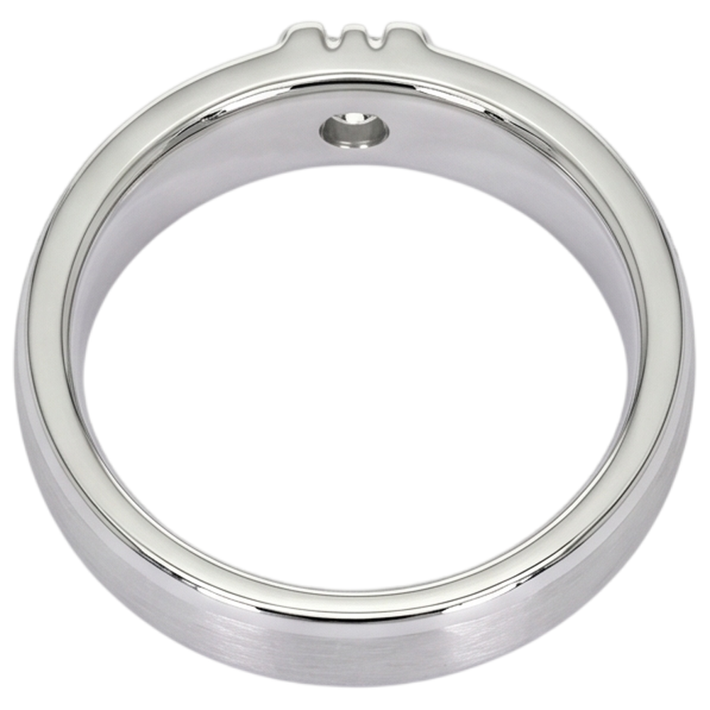 Anello Da Uomo Con Naturale Diamante Rotondo Con Finitura Spazzolata. Oro Bianco 14K 0.50 Carati