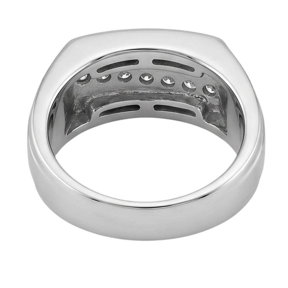 Anello Da Uomo Con Naturale Diamanti Naturali Autentici ( non creati in laboratorio ) Rotondi Scintillanti Da 0.50 Carati In Oro Bianco 14K
