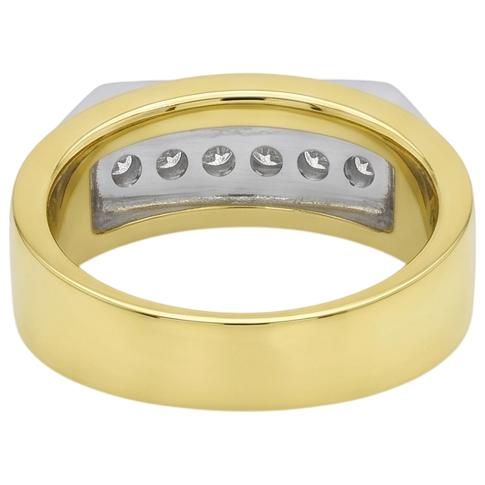 Anello Da Uomo In Oro Bicolore 14K Con Fascia Principessa Con Genuino Diamanti Naturali Autentici ( non creati in laboratorio ) 0.72 Carati