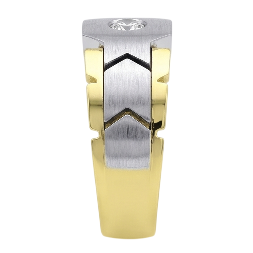 Anello Da Uomo Solitario Con Genuino Diamante Naturale Autentico ( non creato in laboratorio ) Rotondo Da 0.50 Carati. Oro Bicolore 14K