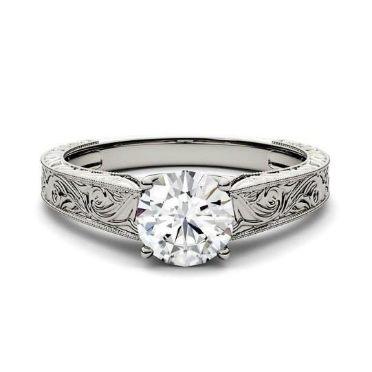 Anello Di Anniversario In Stile Antico Con Naturale Diamante Solitario Scintillante Da 2.75 Ct
