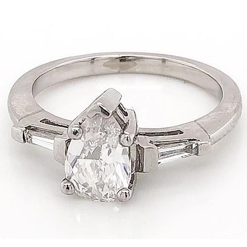 Anello Di Fidanzamento Con 3 Pietre Di Naturale Diamanti 1.50 Carati Gioielli In Oro Bianco 14K