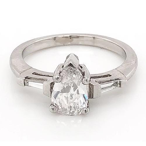 Anello Di Fidanzamento Con 3 Pietre Di Naturale Diamanti 1.50 Carati Gioielli In Oro Bianco 14K