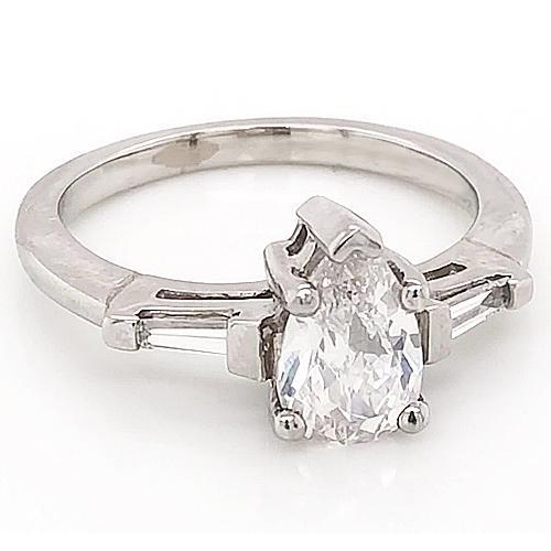 Anello Di Fidanzamento Con 3 Pietre Di Naturale Diamanti 1.50 Carati Gioielli In Oro Bianco 14K