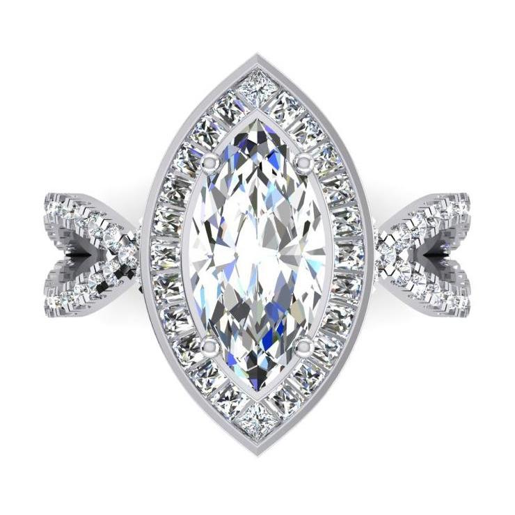 Anello Di Fidanzamento Con Genuino Diamante Marquise Halo 5.50 Carati Gioielli Da Donna