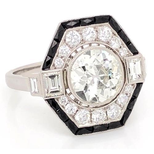 Anello Di Fidanzamento Con Genuino Diamante Old Mine Ring 5 Carati In Oro Bianco 14K