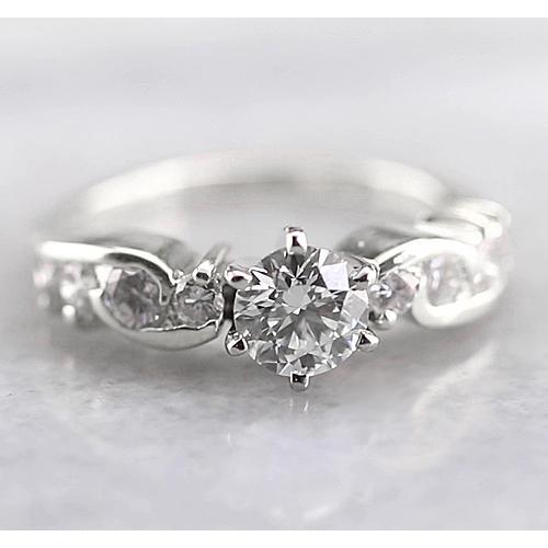 Anello Di Fidanzamento Con Genuino Diamante Rotondo 1.50 Carati In Oro Bianco 14K