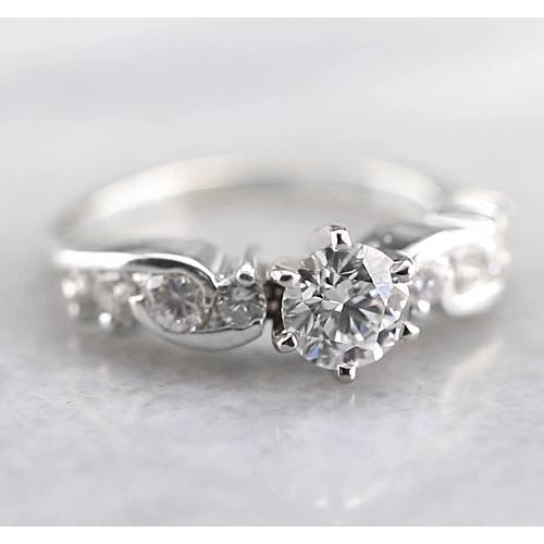 Anello Di Fidanzamento Con Genuino Diamante Rotondo 1.50 Carati In Oro Bianco 14K