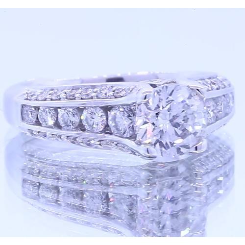 Anello Di Fidanzamento Con Genuino Diamante Rotondo Da 2 Carati Con Accenti Novità