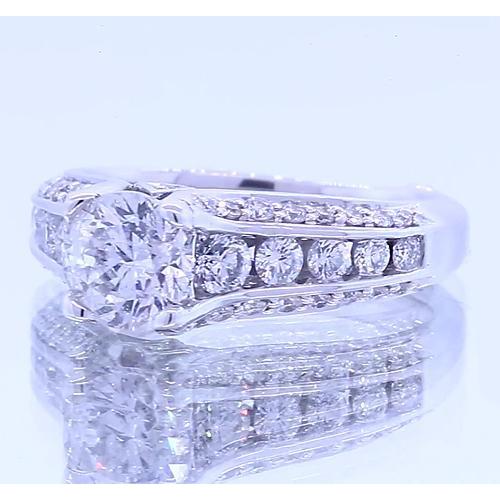 Anello Di Fidanzamento Con Genuino Diamante Rotondo Da 2 Carati Con Accenti Novità