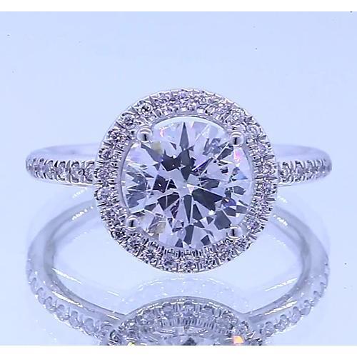 Anello Di Fidanzamento Con Genuino Diamante Rotondo Da 3 Carati. Oro Bianco 14K